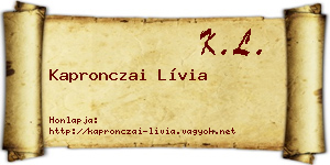 Kapronczai Lívia névjegykártya