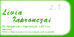 livia kapronczai business card